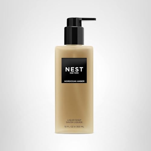 Front view of NEST New York Moroccan Amber liquid soap on display