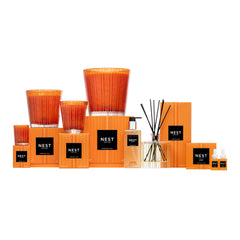 NEST New York Pumpkin Chai liquid soap kitchen bathroom scene highlights versatile scent for shared spaces.