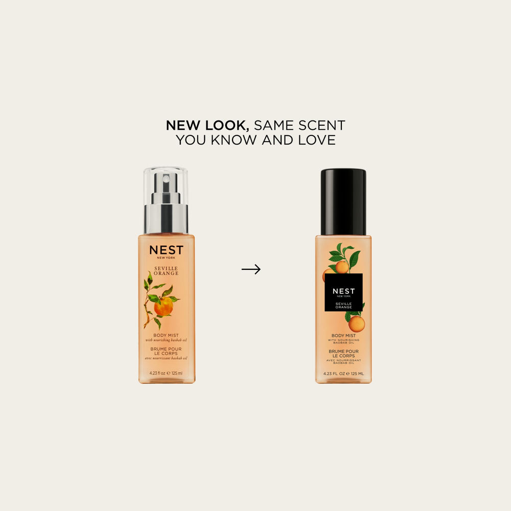 NEST New York Seville Orange Body Mist spray captures a vibrant citrus mist revitalizing skin.