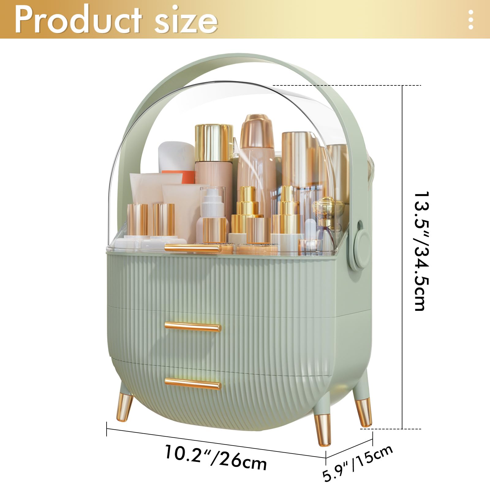 NestOrganix makeup organizer compartments illustrate three layers for tall skincare bottles