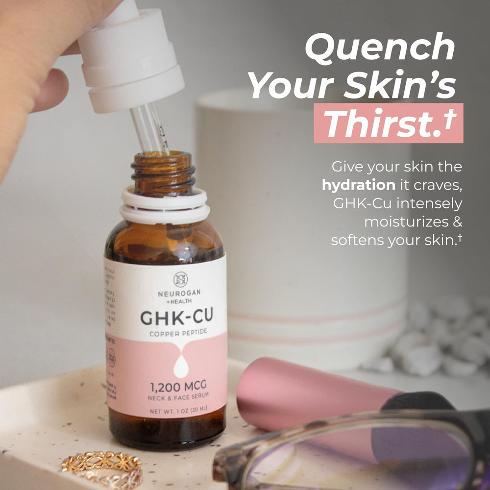 Neurogan GHK-Cu serum application swatch shows lightweight absorption.