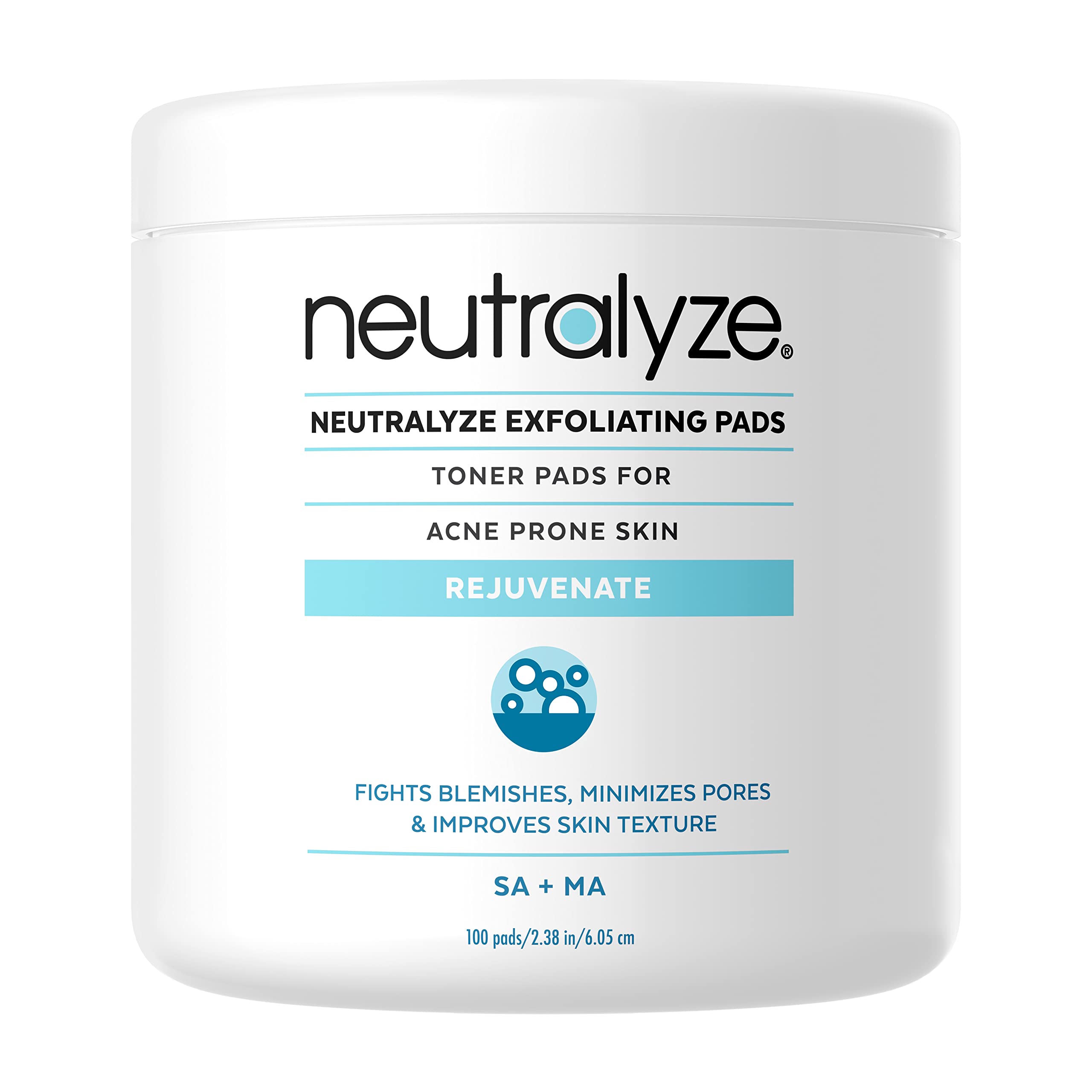Neutralyze Exfoliating Toner Pads pack with 100 pre-soaked wipes for face and body