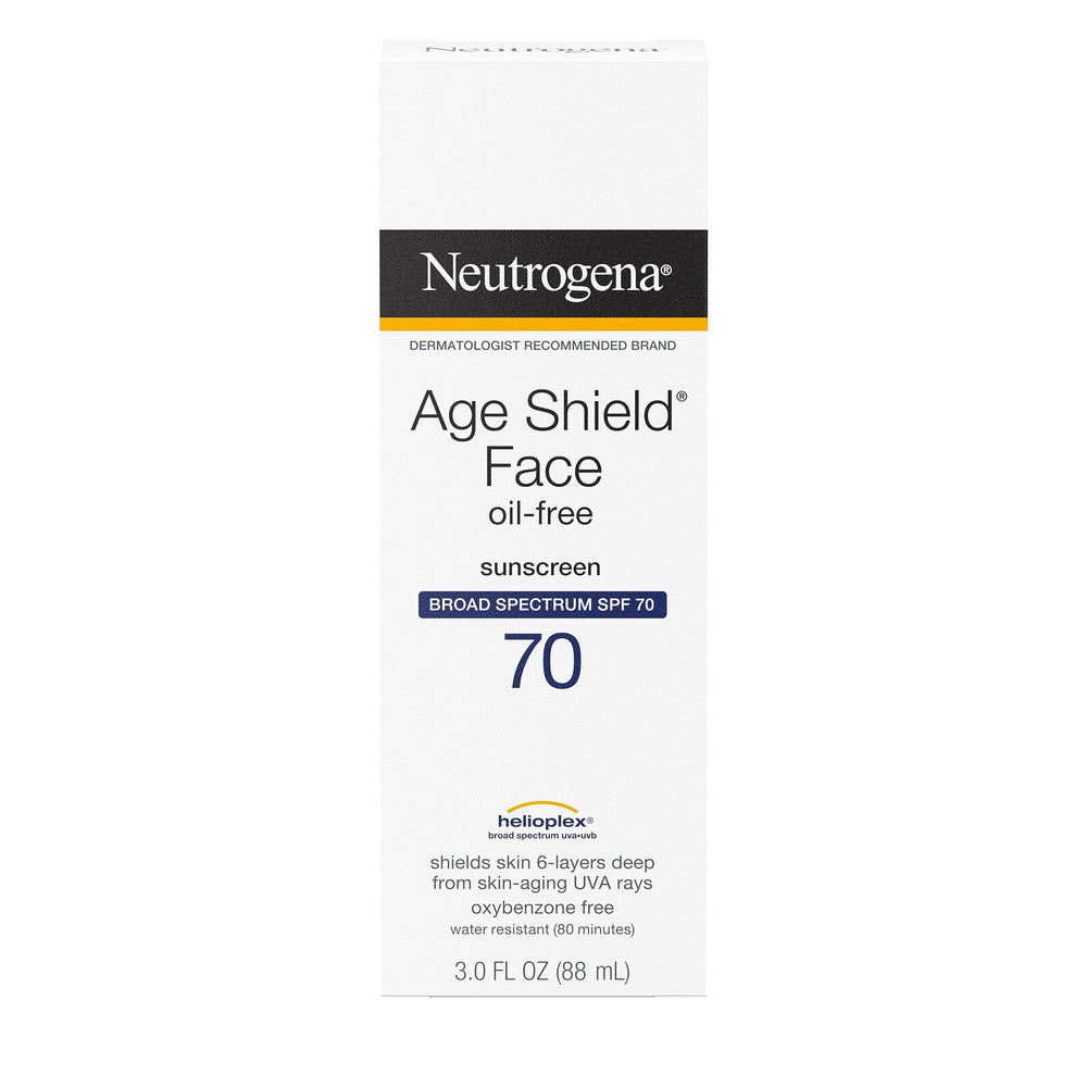 Neutrogena Age Shield oil-free lotion texture demonstrates easy daily application and hydration