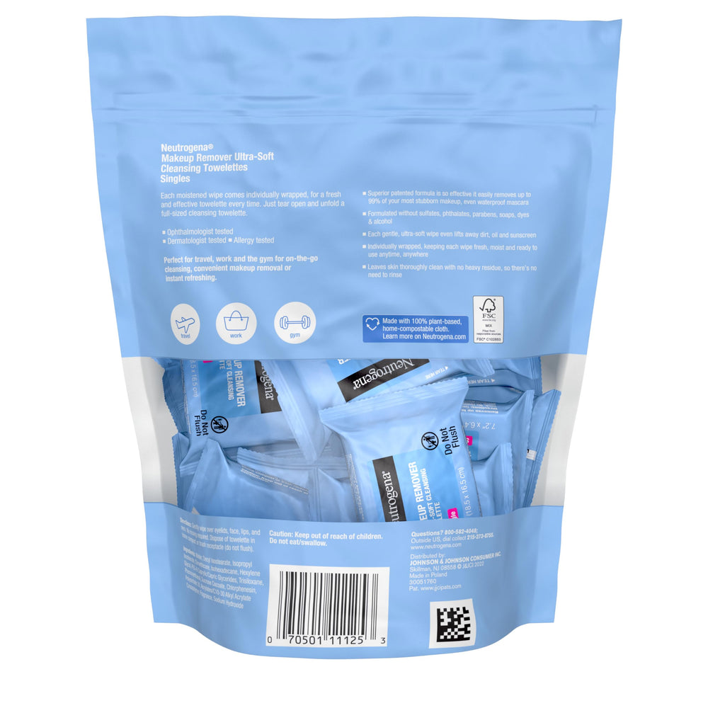 Neutrogena allergy-tested wipes minimize irritation during cleansing.