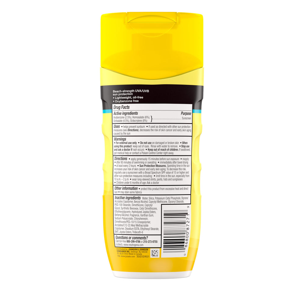 Neutrogena Beach Defense face and body sunscreen ready for outdoor use.