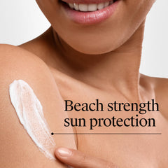 Neutrogena Beach Defense fast-absorbing texture on skin for comfortable wear.