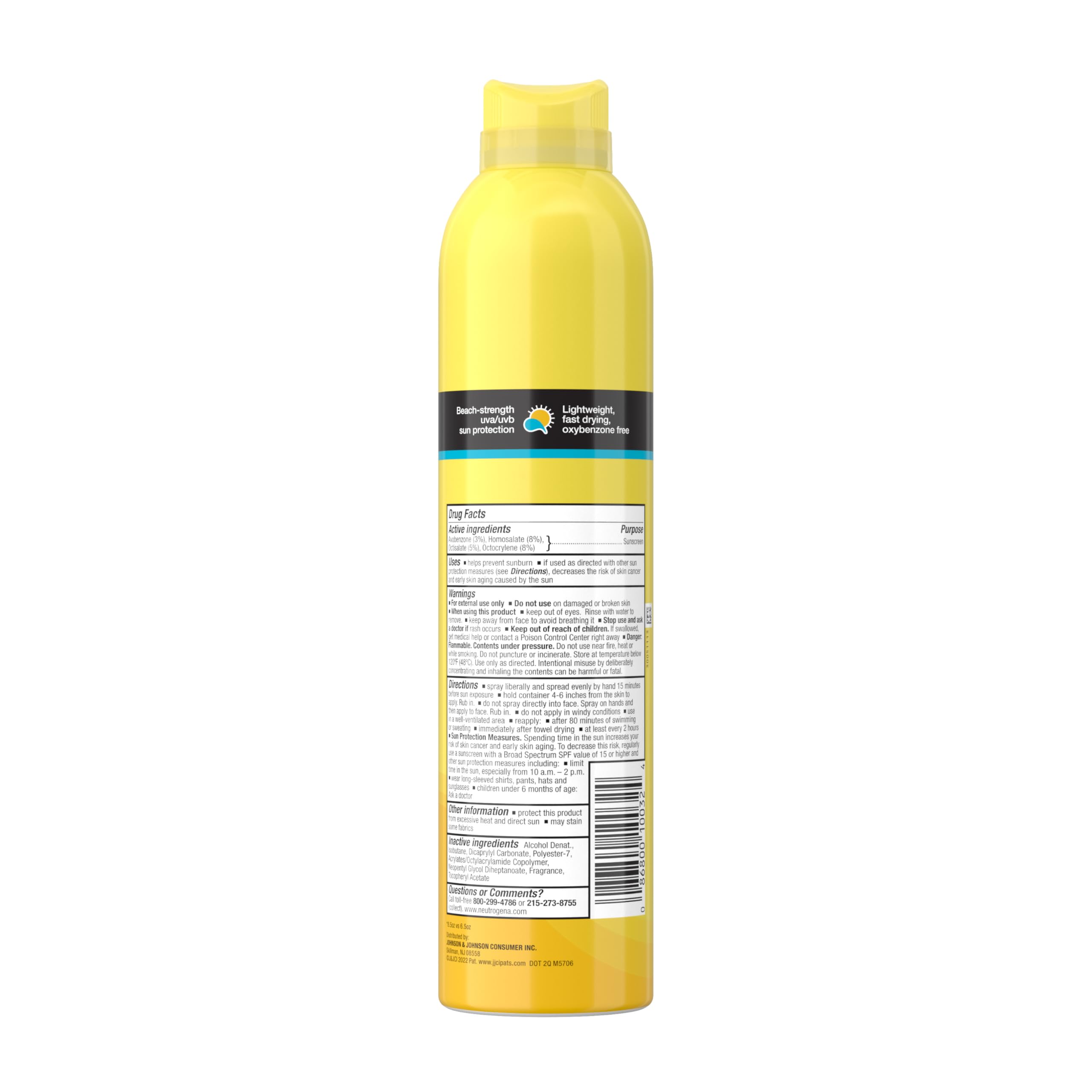 Neutrogena Beach Defense Spray ready in a beach bag for easy reapplication