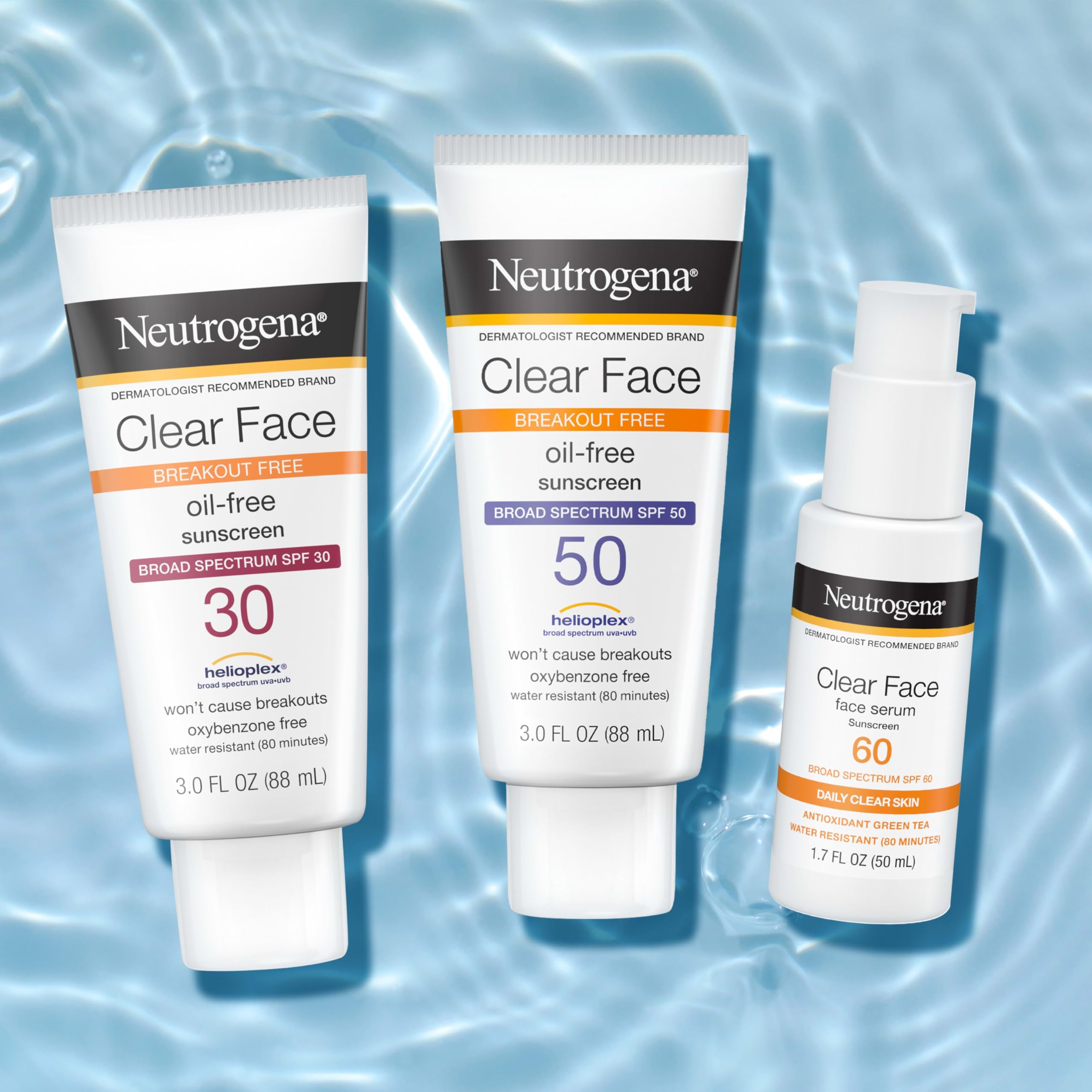 Neutrogena Clear Face Serum Sunscreen fragrance-free formula suitable for sensitive skin.