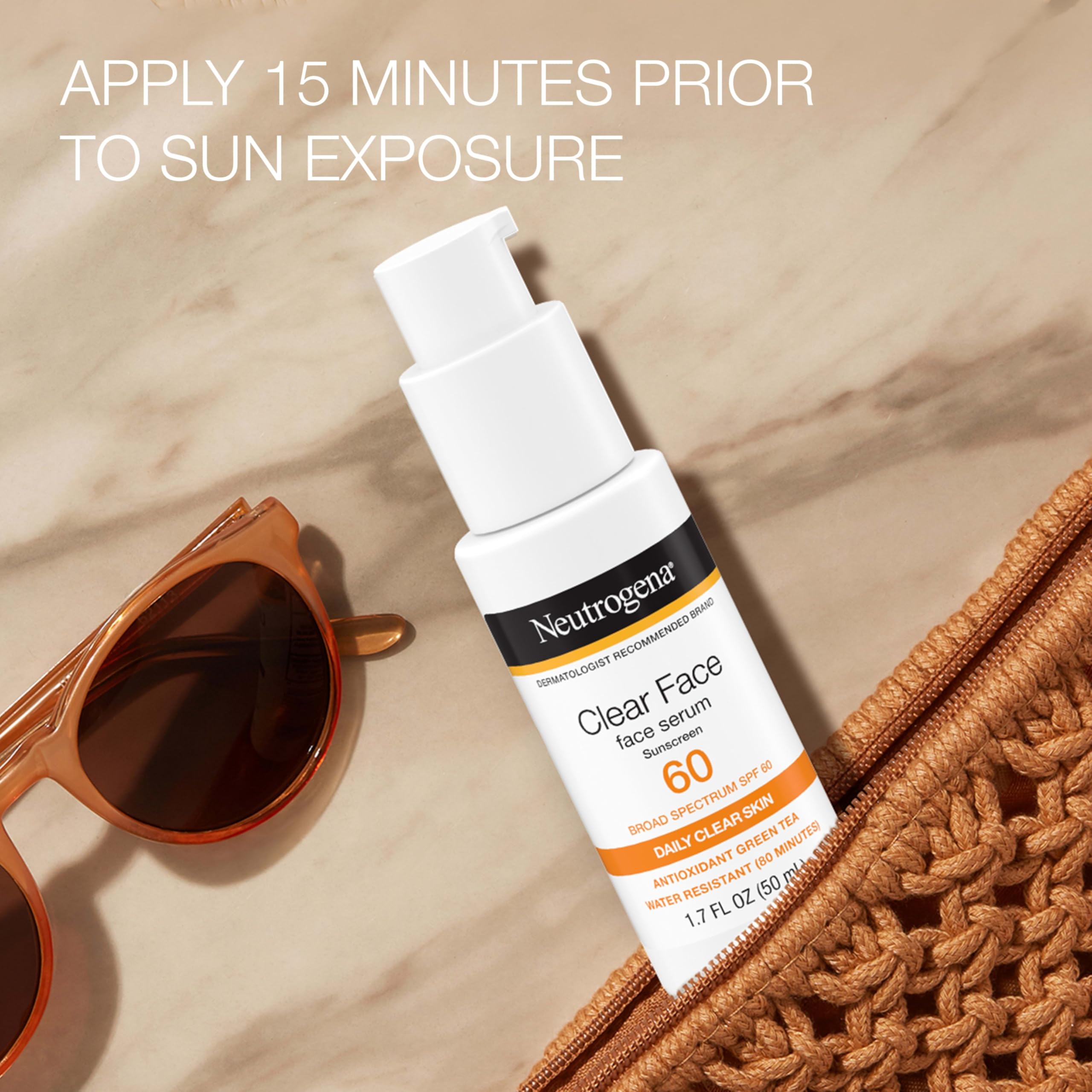 Neutrogena Clear Face Serum Sunscreen used as makeup primer for a smooth base.