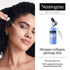 Neutrogena Collagen Bank serum on the face suggests even tone and subtle radiance.