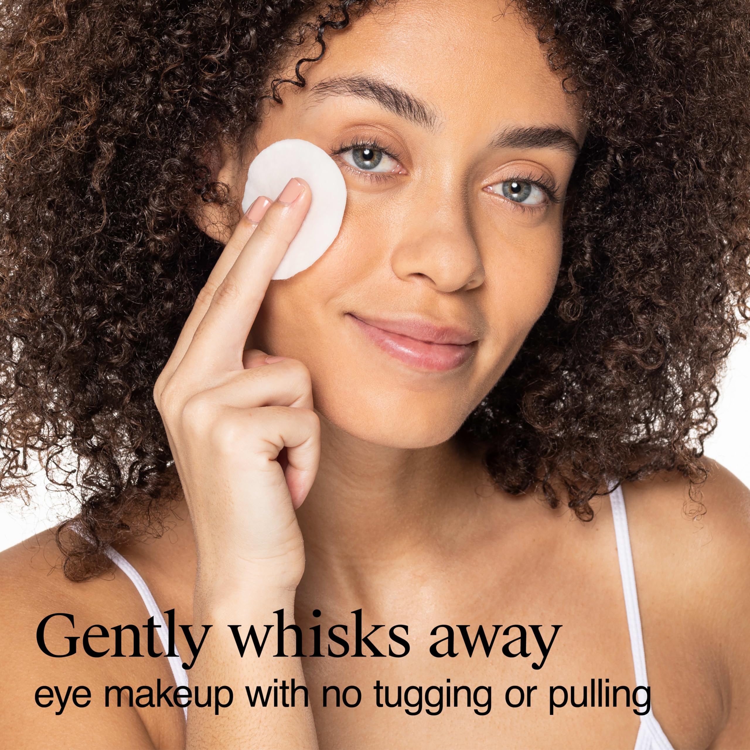 Neutrogena on cotton pad saturated for fast, no-tug eye makeup removal