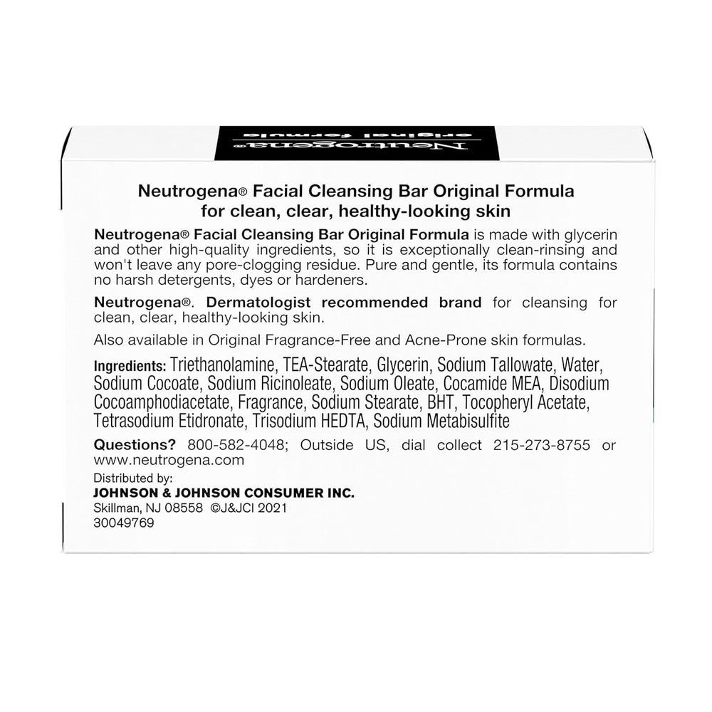 Neutrogena Facial Bar Original Formula for daily use delivers clean, refreshed skin.