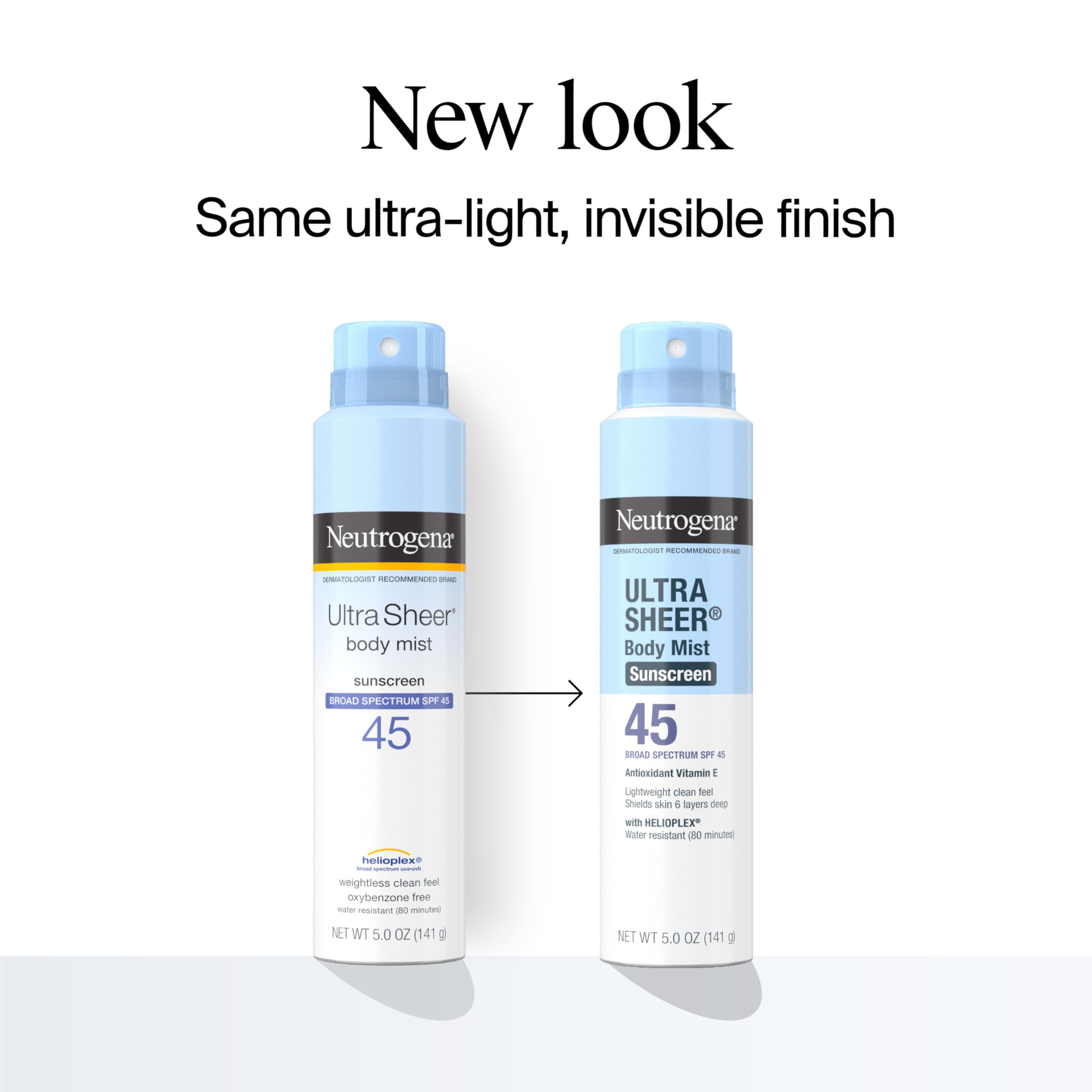 Neutrogena helioplex technology sunscreen spray delivers UVA/UVB defense.