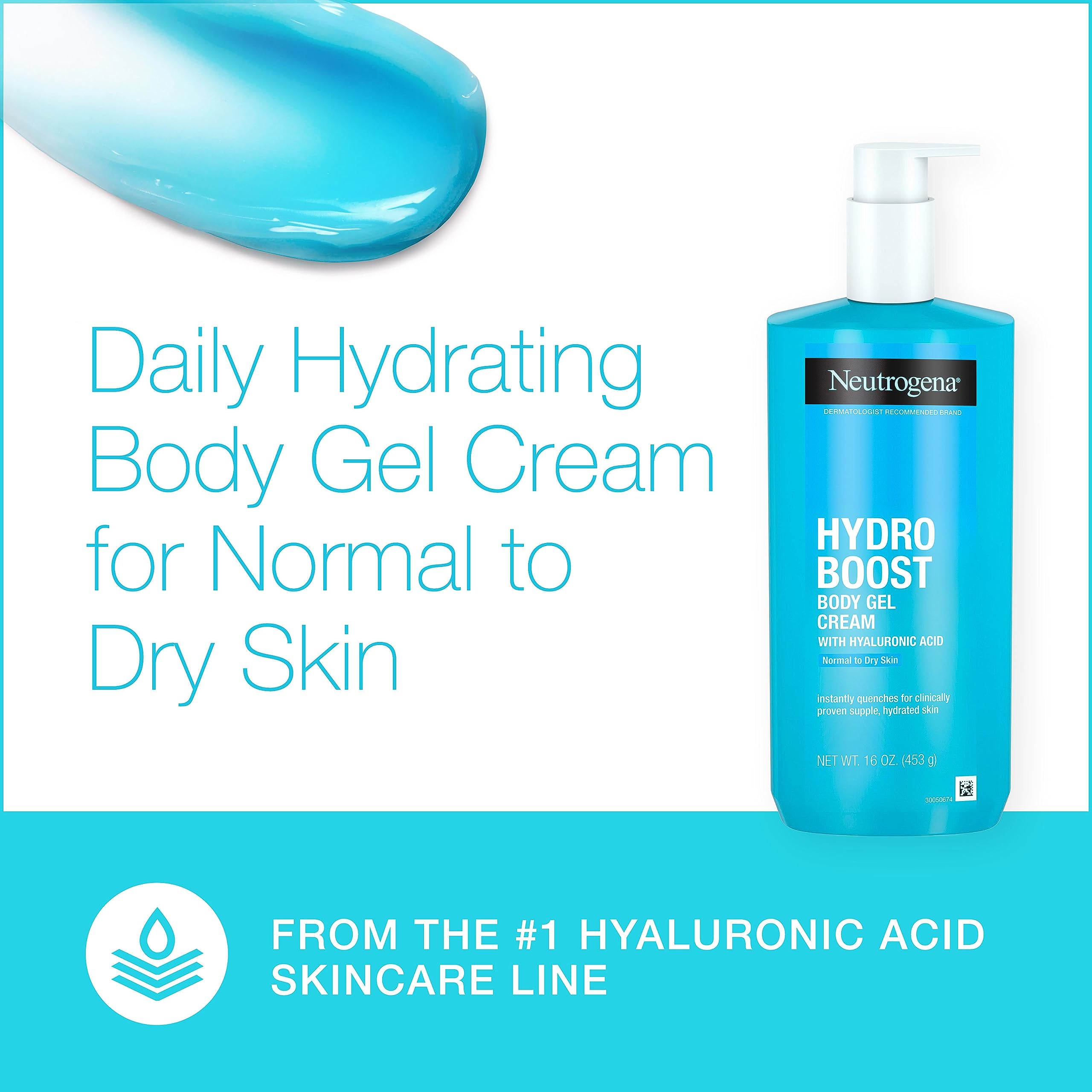 Neutrogena Hydro Boost application on arm shows fast-absorbing moisture.