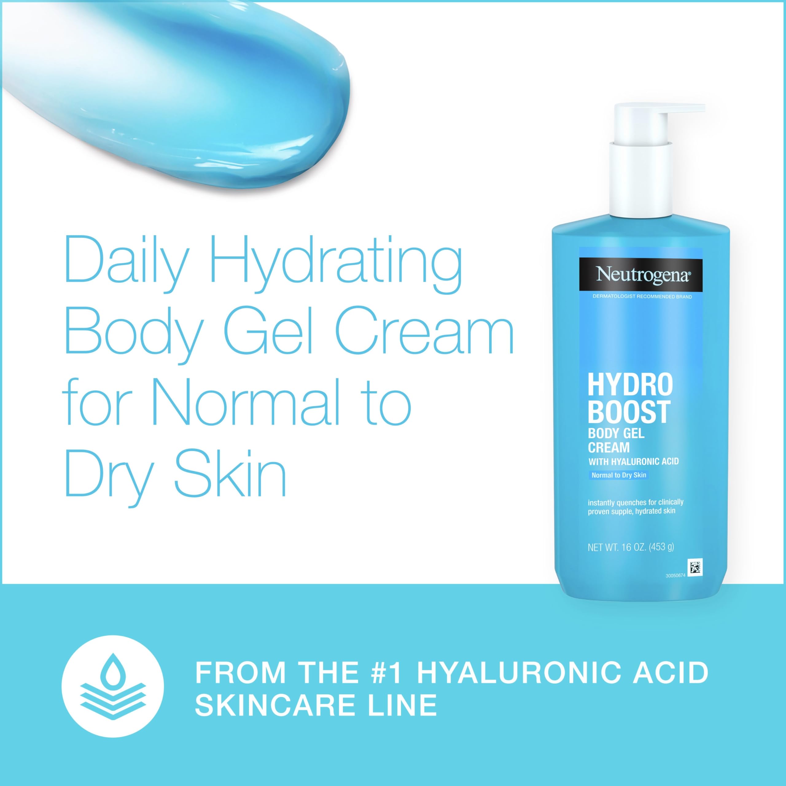 Neutrogena Hydro Boost texture closeup highlights hyaluronic acid hydration.
