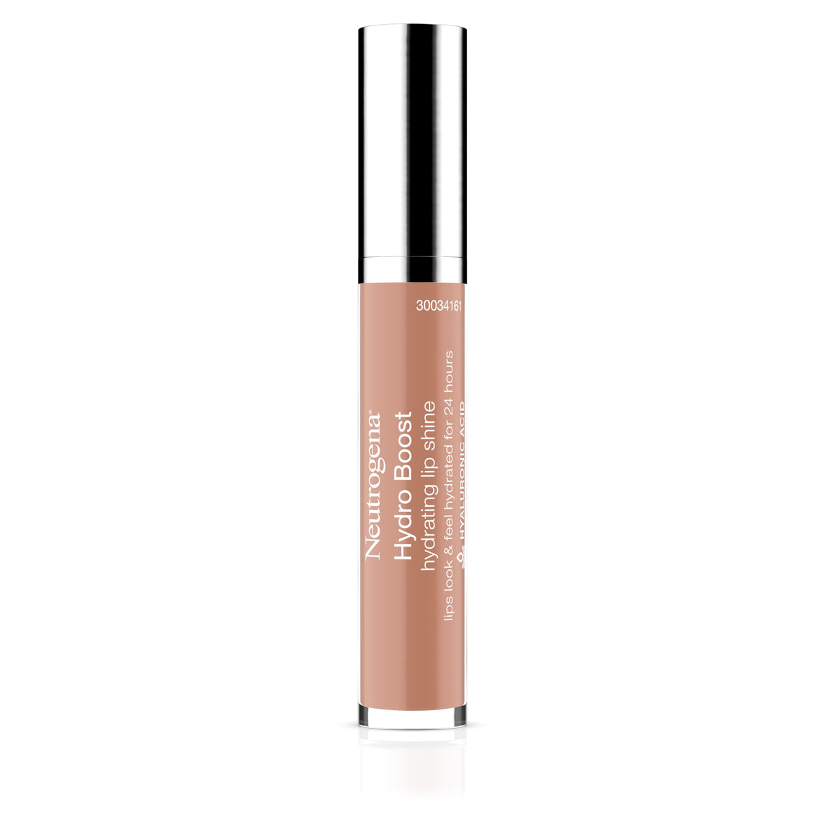 Neutrogena Hydro Boost Brillo Labial en tubo tono nude verdadero para hidratación duradera.