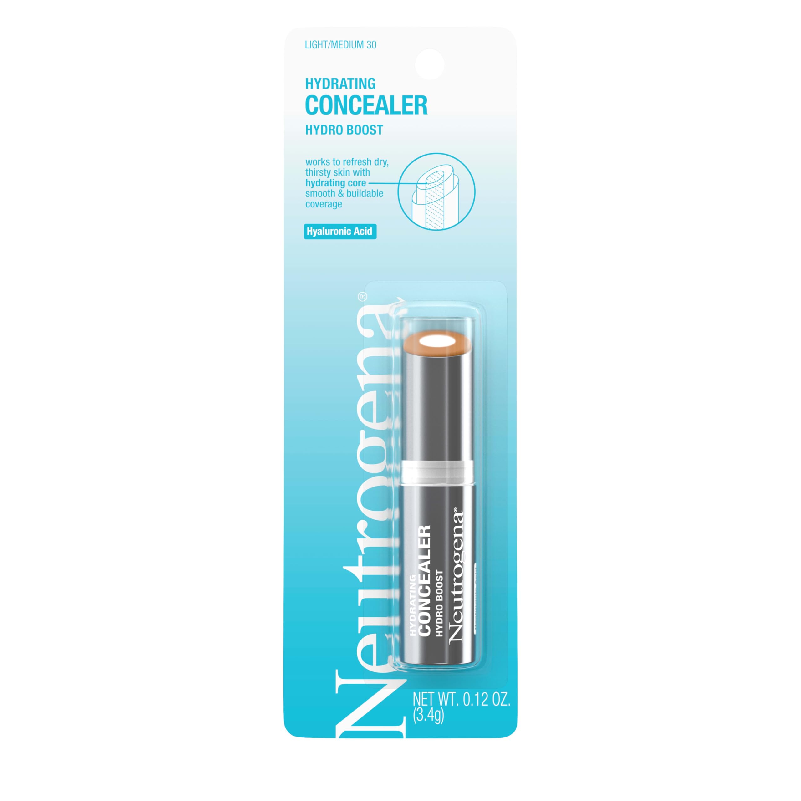 Neutrogena Hydro Boost Concealer Stick hyaluronic acid hydrates skin.