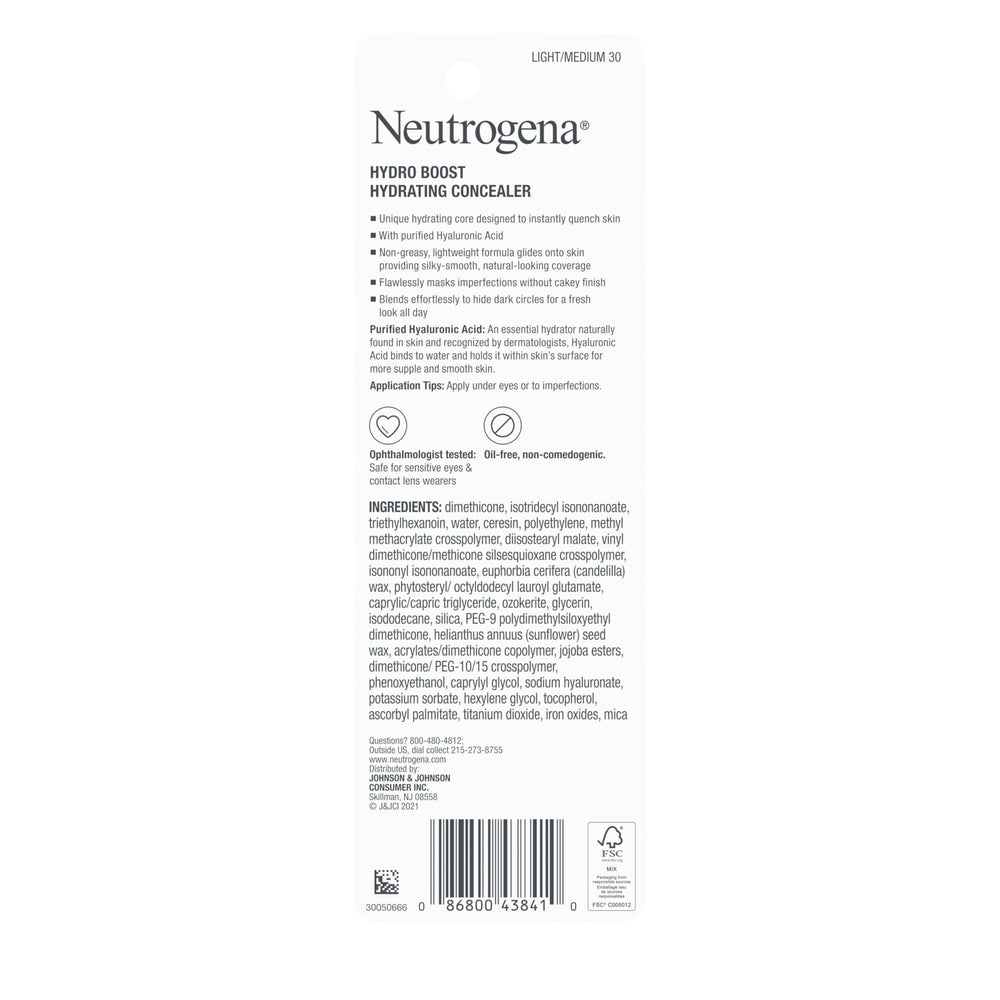 Neutrogena Hydro Boost Concealer Stick ophthalmologist-tested, safe for sensitive eyes.