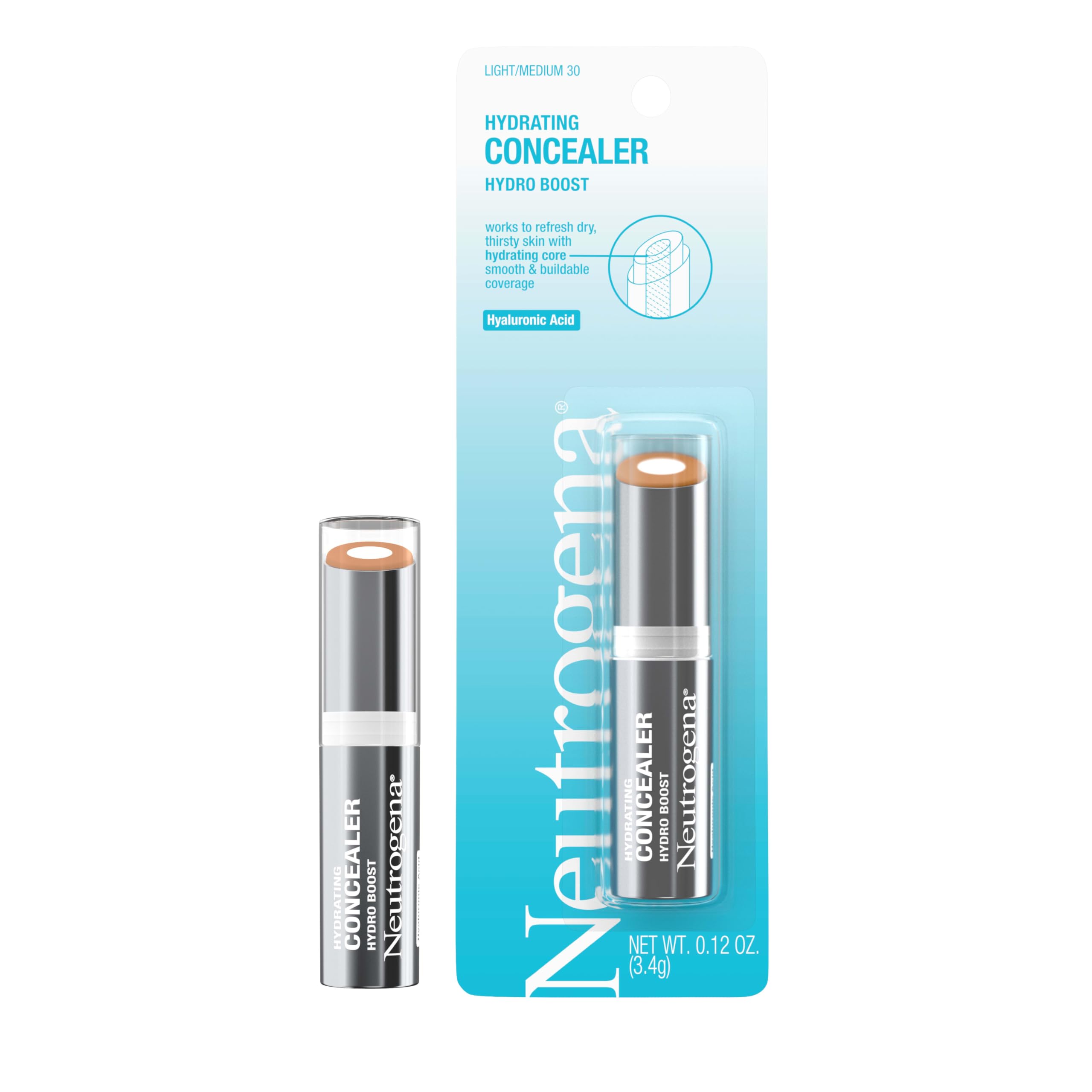 Neutrogena Hydro Boost Concealer Stick texture shows creamy formula blends seamlessly.
