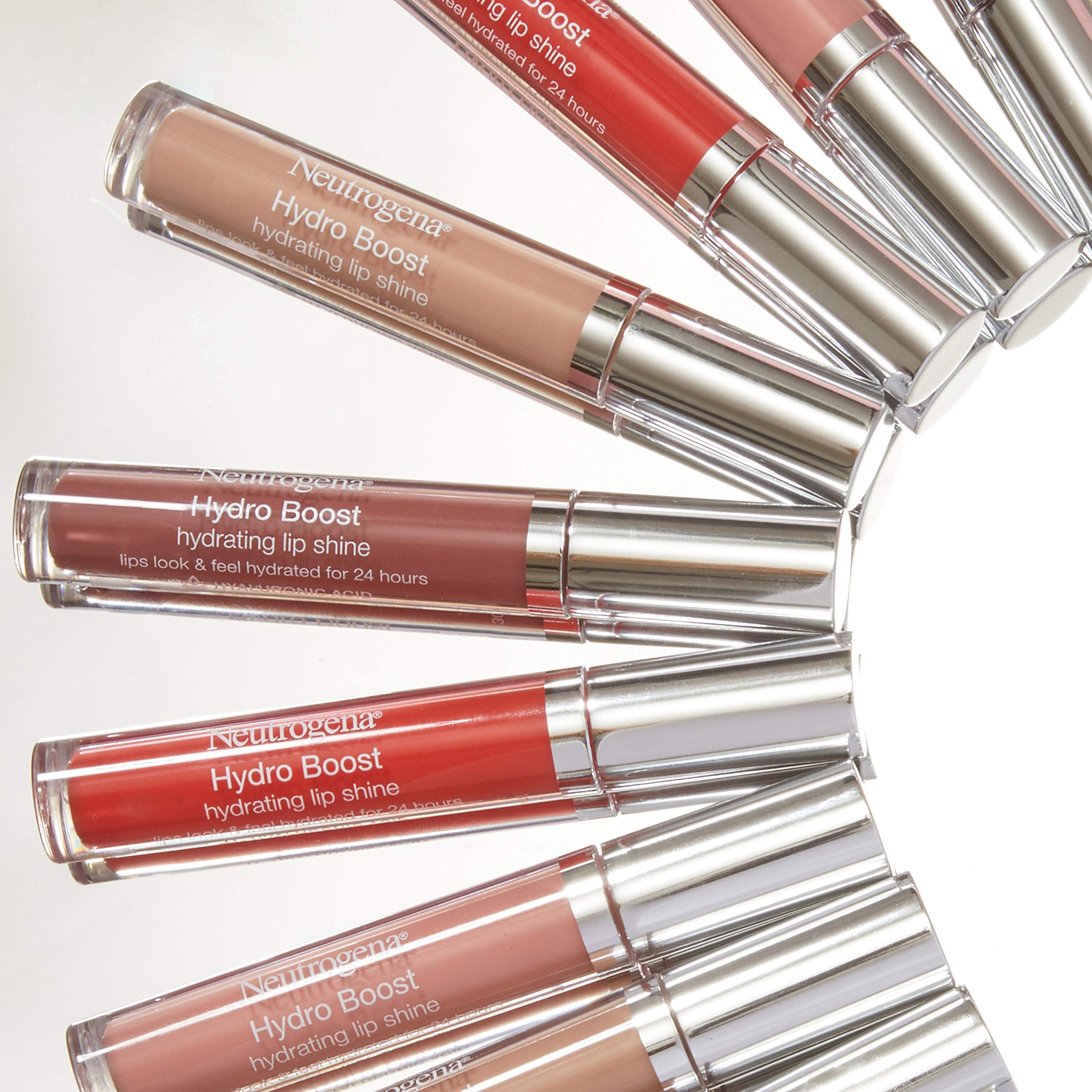 Neutrogena Hydro Boost Lip Gloss with hyaluronic acid demonstrates on-lips hydration.