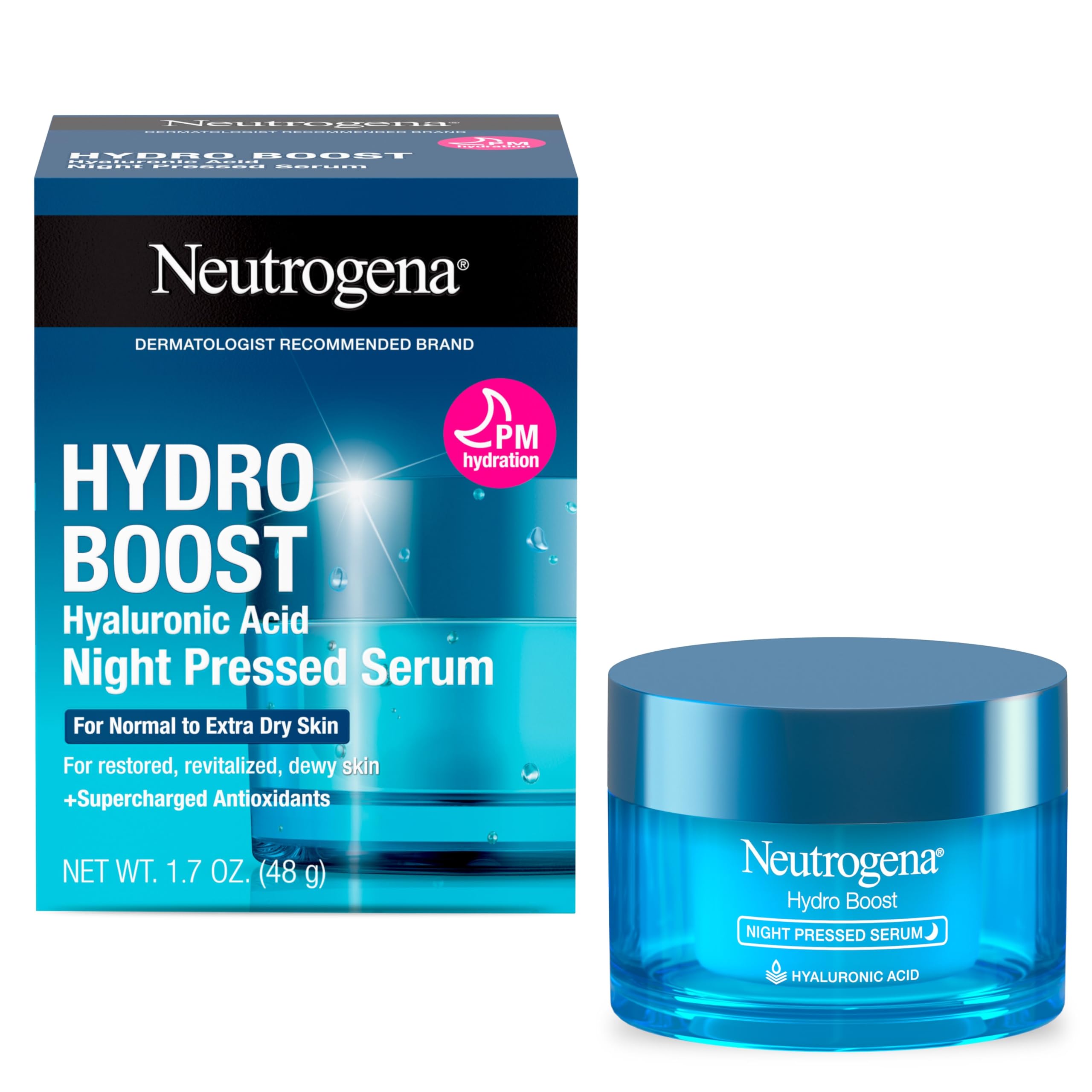Neutrogena Hydro Boost Night Pressed Serum bottle ready for overnight hydration.