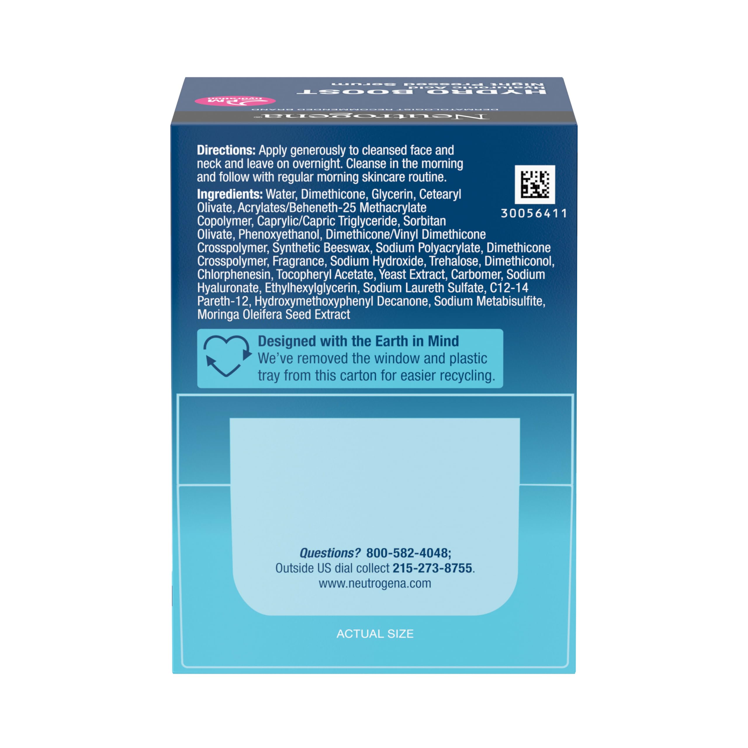 Neutrogena Hydro Boost Night Pressed Serum box with dermatologist-tested label.