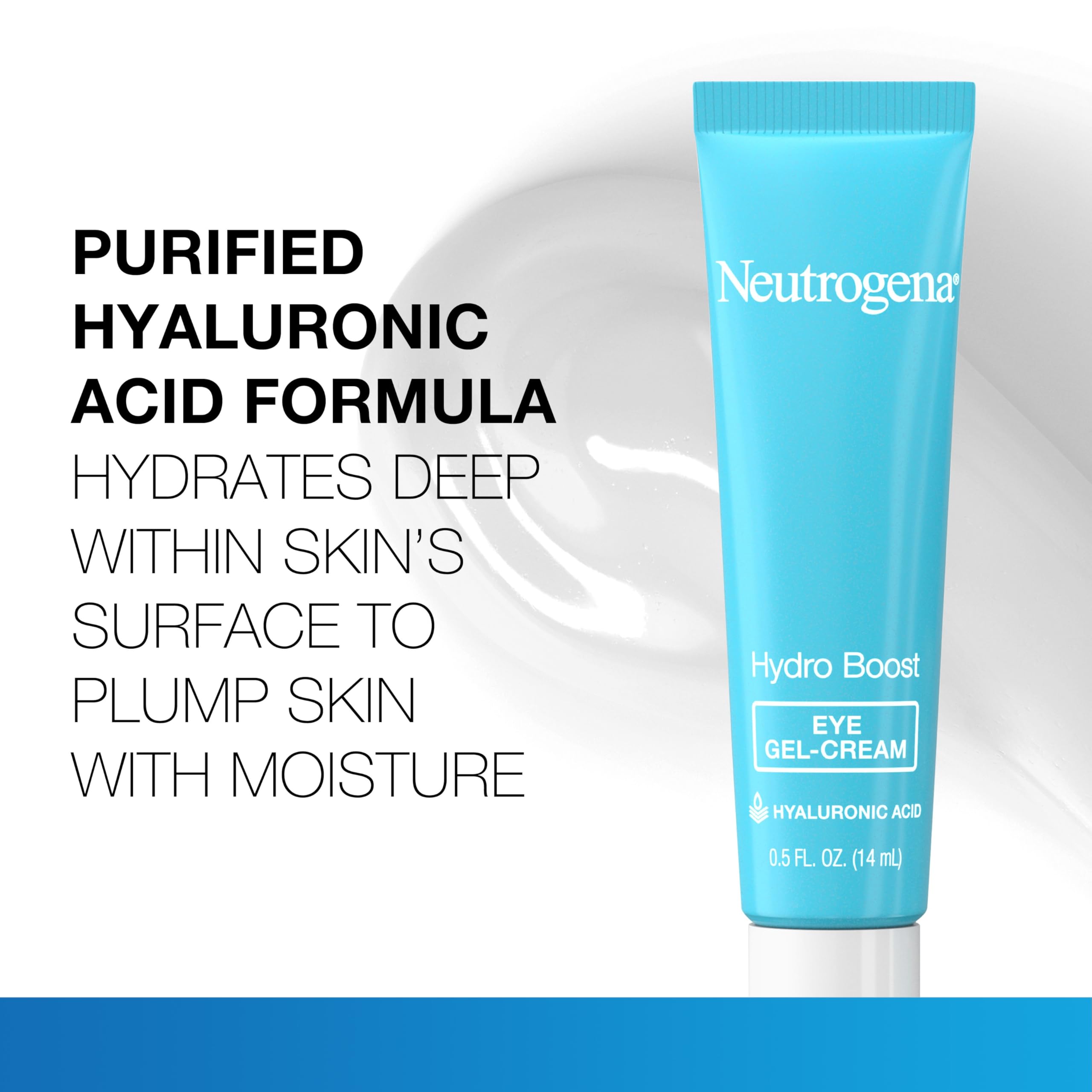 Neutrogena Hydro Boost purified hyaluronic acid illustration emphasizes water-binding action
