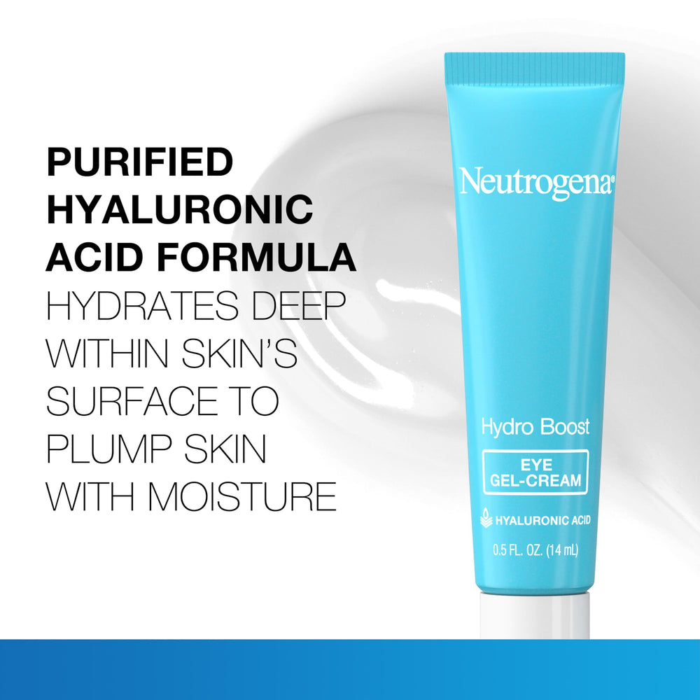 Neutrogena Hydro Boost purified hyaluronic acid illustration emphasizes water-binding action