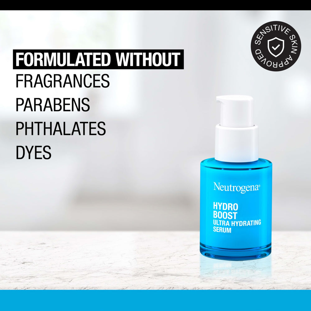 Neutrogena Hydro Boost fragrance-free label indicates gentle, non-irritating skincare.