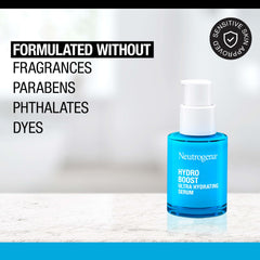 Neutrogena Hydro Boost fragrance-free label indicates gentle, non-irritating skincare.