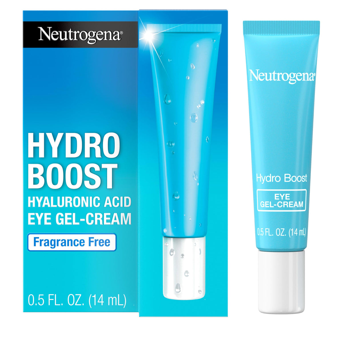 Neutrogena Hydro Boost Under Eye Cream tube delivers daily hydration around the eyes.