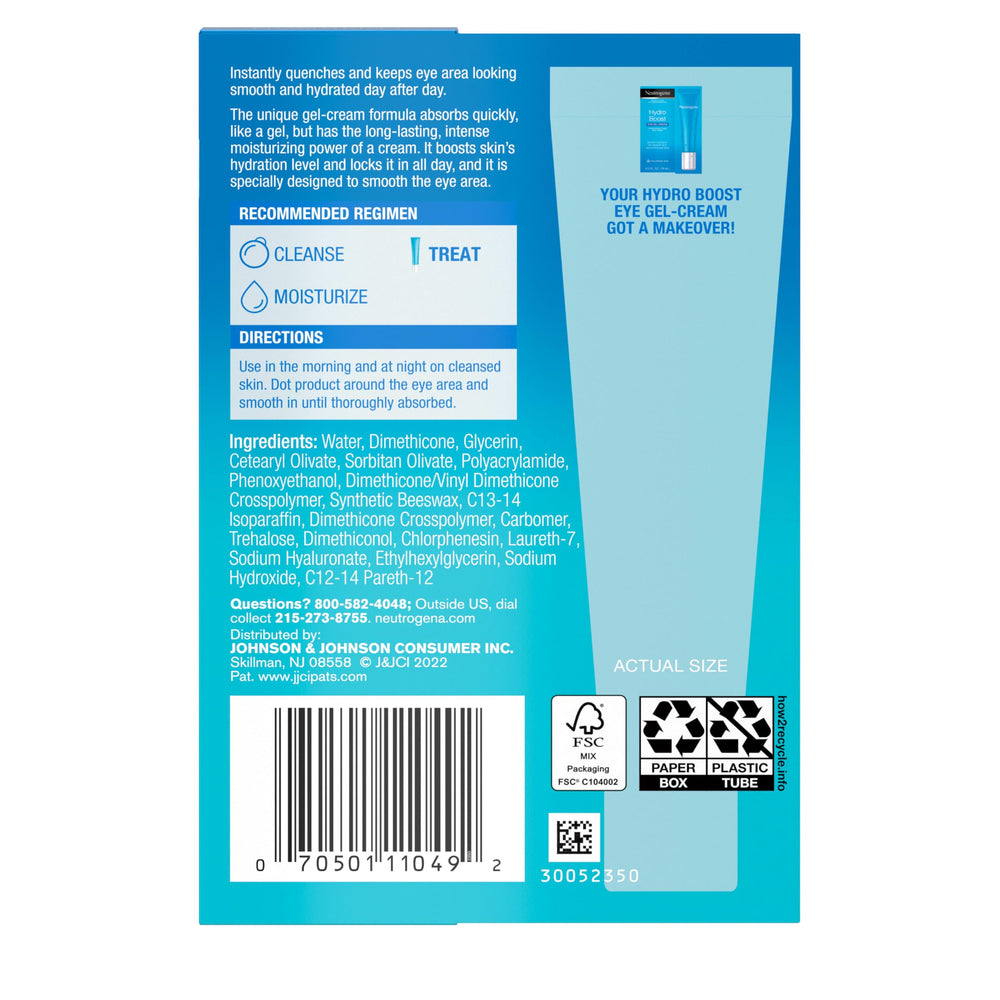 Neutrogena Hydro Boost Under Eye Cream is ophthalmologist-tested for daily use.