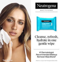 Neutrogena Hydro Boost wipes closeup cloth highlights ultra-soft texture for gentle removal