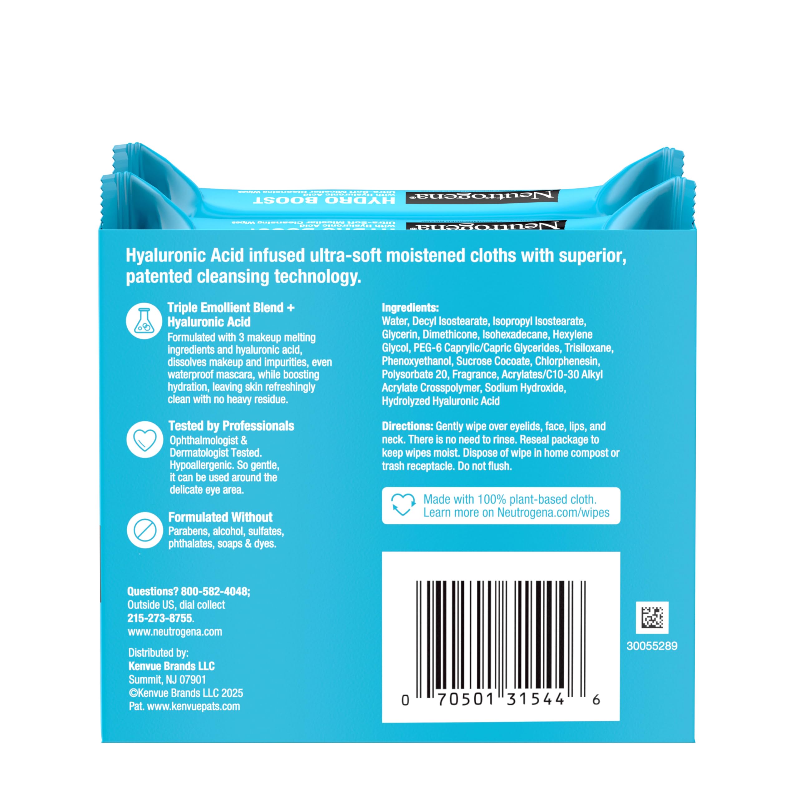 Neutrogena Hydro Boost wipes dermatologist-tested for sensitive skin safety
