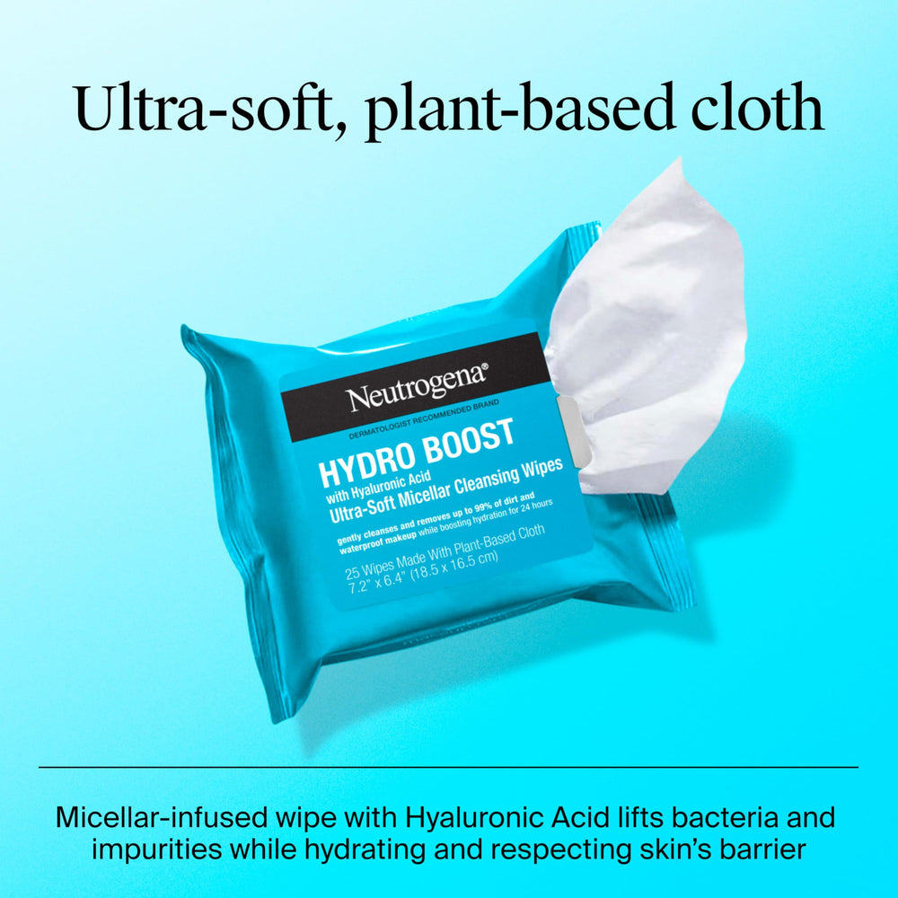 Neutrogena Hydro Boost wipes plant-based cloth for skin-friendly cleansing
