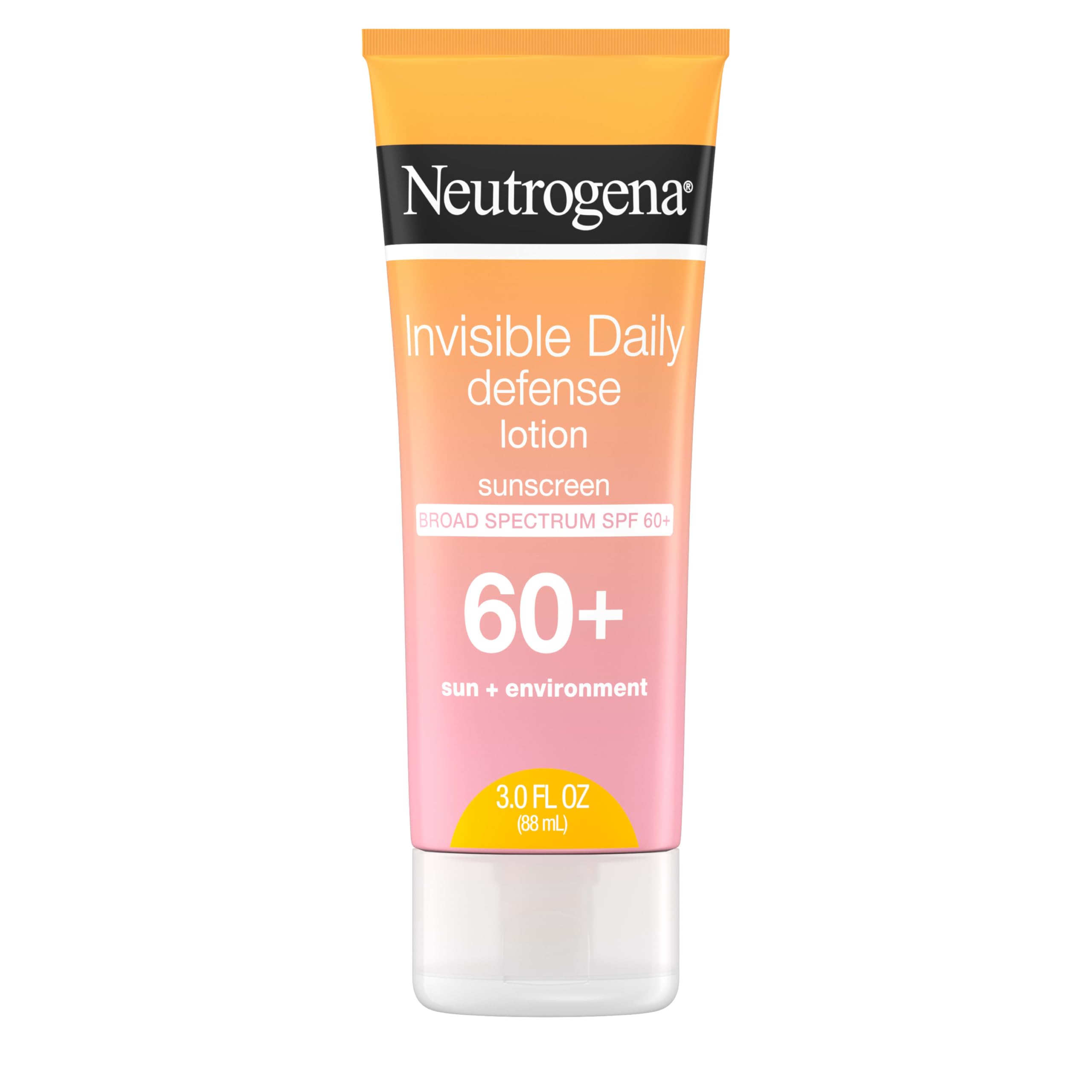Neutrogena Invisible Daily Defense sunscreen bottle with SPF 60+ for all-day protection