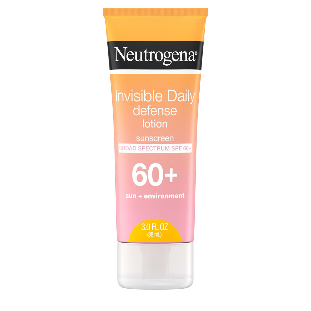 Neutrogena Invisible Daily Defense sunscreen bottle with SPF 60+ for all-day protection