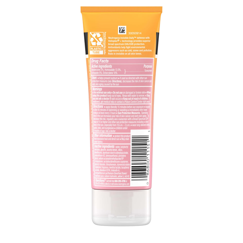 Neutrogena Invisible Daily Defense applied to face and body