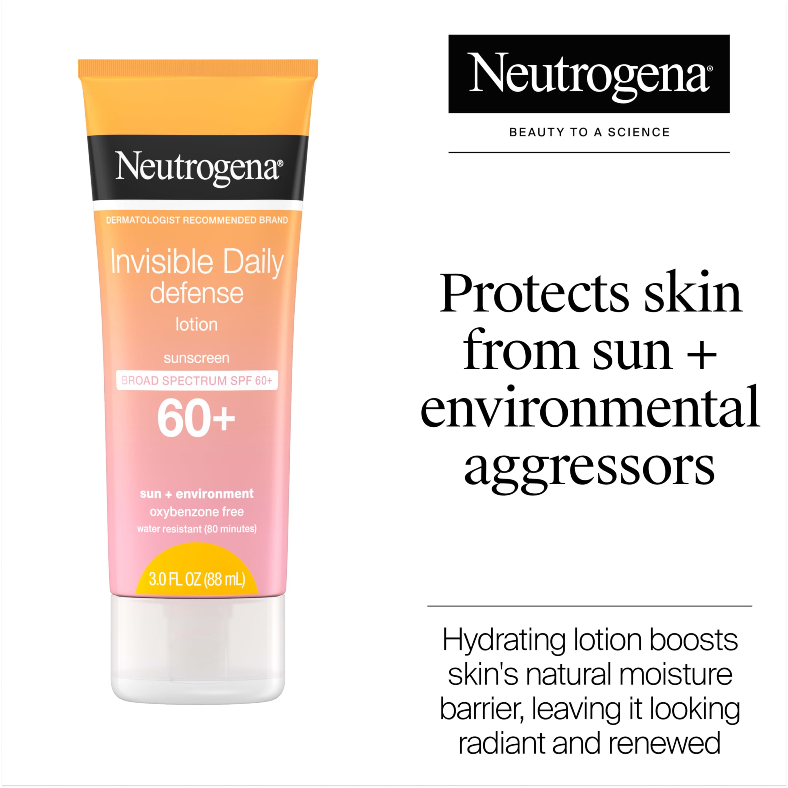 Neutrogena Invisible Daily Defense sunscreen lotion spread on clean skin for invisible coverage