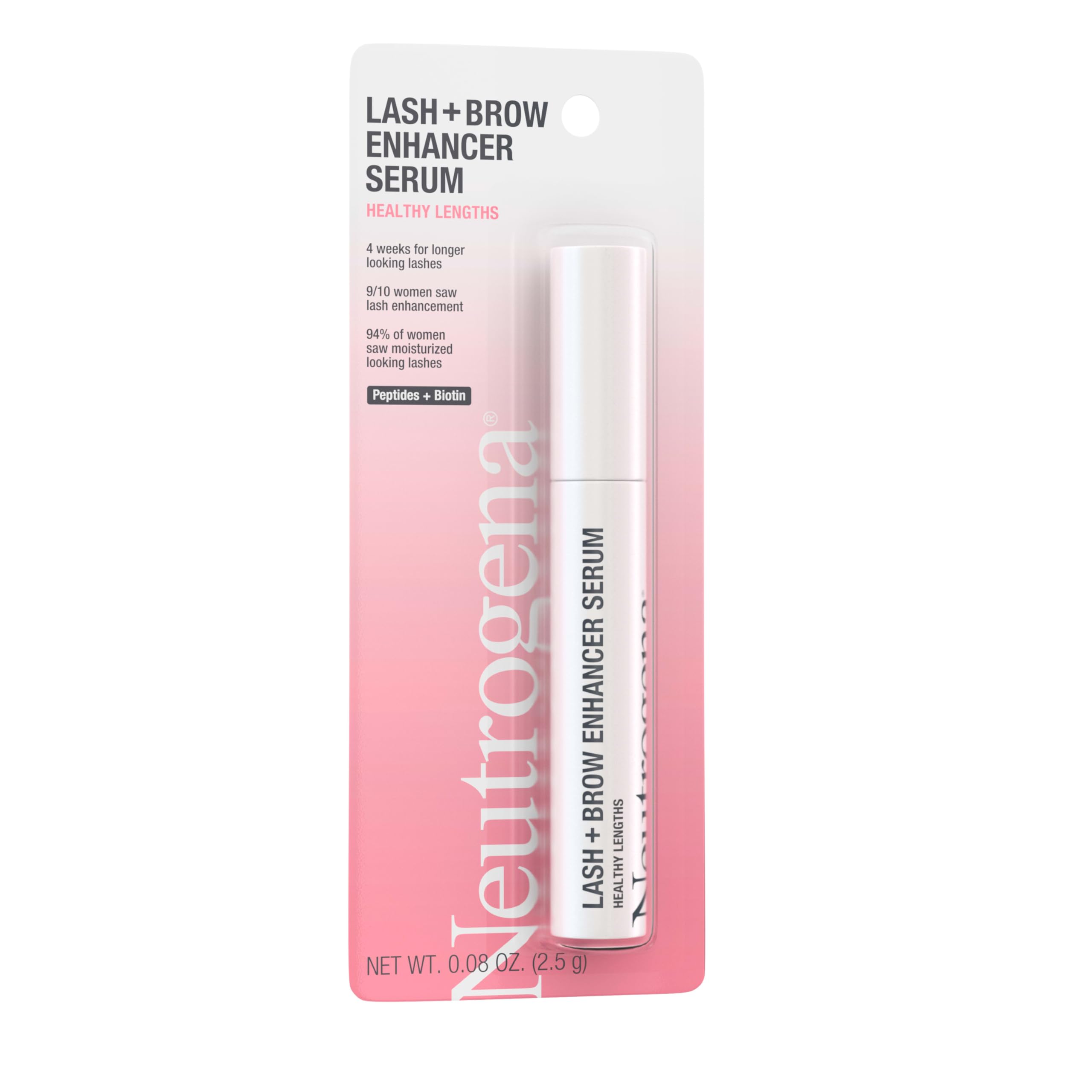 Neutrogena Lash + Brow Serum lash-line application suggests a refreshed look.