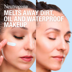 Neutrogena makeup melting cleansing balm on hand demonstrates gentle makeup removal.