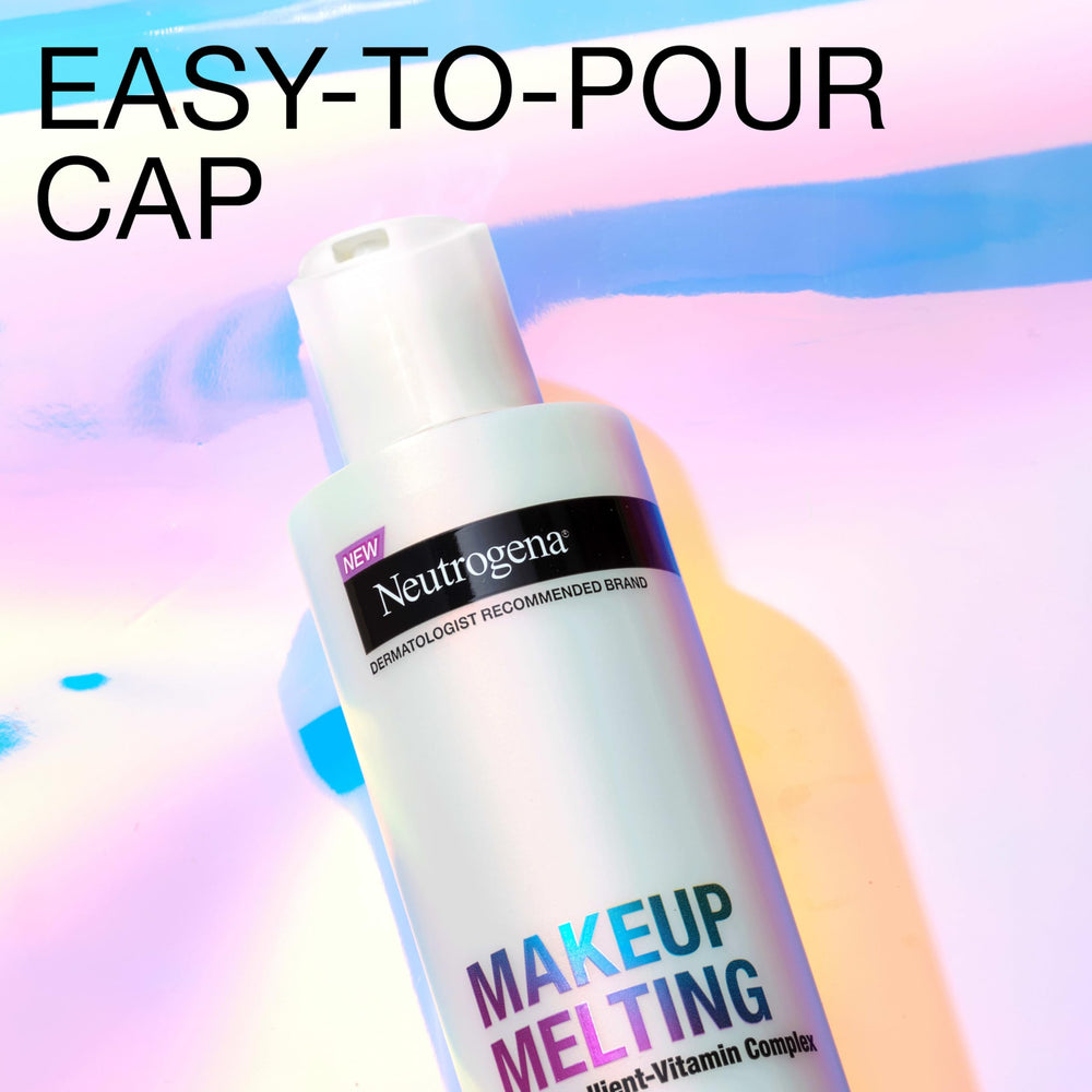Neutrogena Makeup Melting Micellar Milk applied to dry skin for gentle makeup removal
