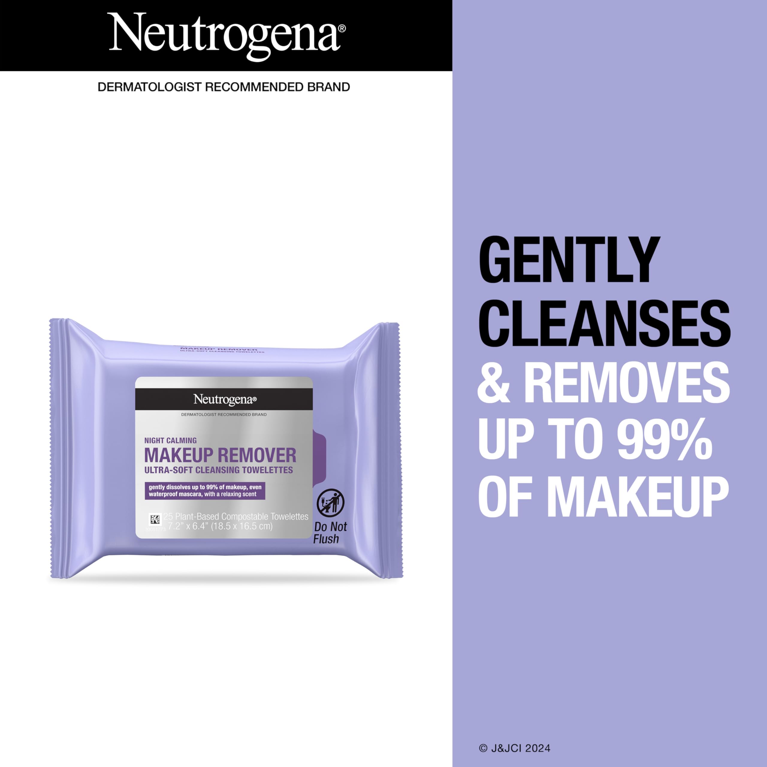 Neutrogena Night Calming cleansing wipes close-up showing soft fibers for gentle cleansing