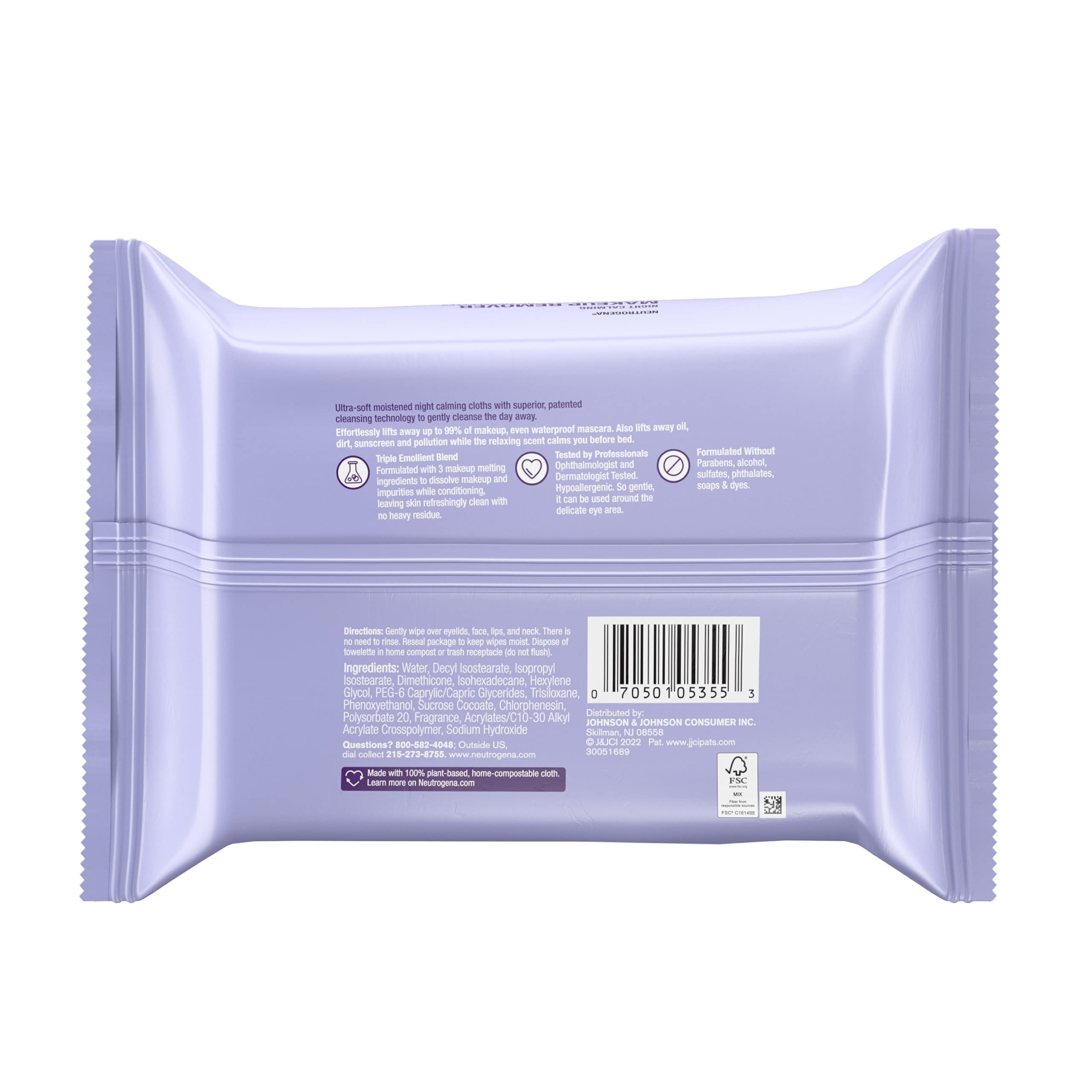 Neutrogena Night Calming wipes compact travel pack for nightly cleansing anywhere