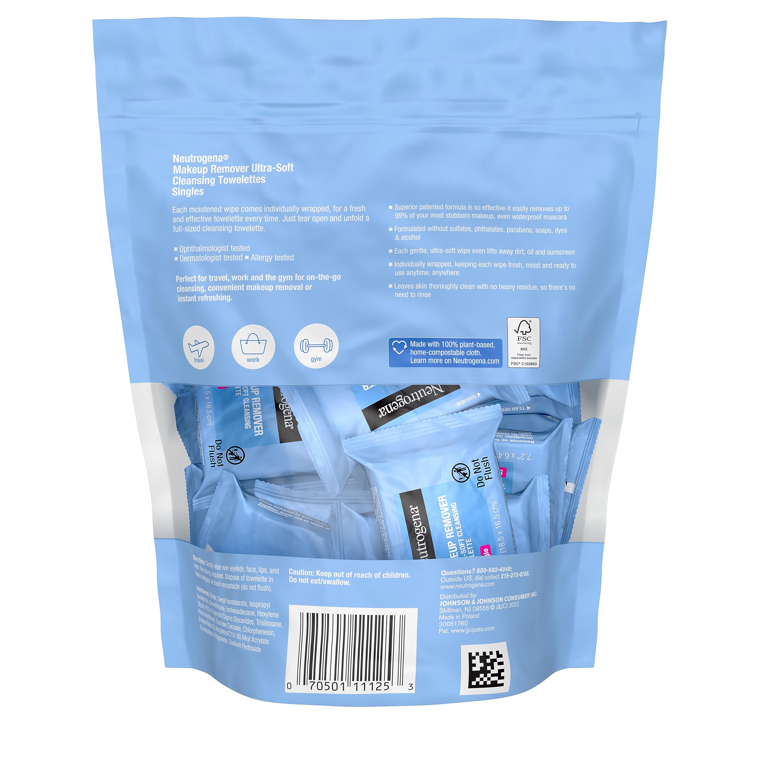 Neutrogena no-rinse cleansing wipes simplify nightly skincare.