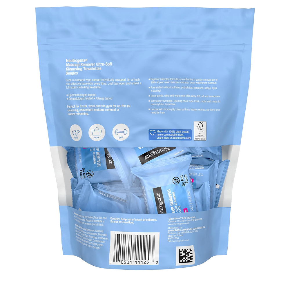 Neutrogena no-rinse cleansing wipes simplify nightly skincare.
