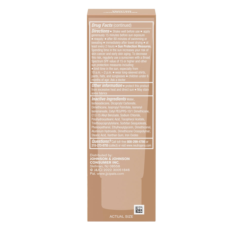 Neutrogena Purescreen dewy-finish on skin demonstrates radiant, natural-looking glow.