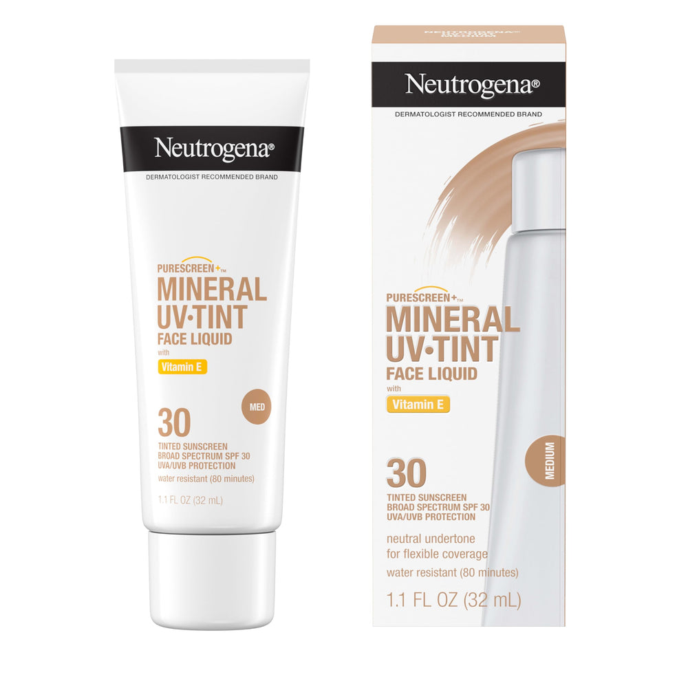 Neutrogena Purescreen tinted swatch Medium showing natural blend with neutral undertones.