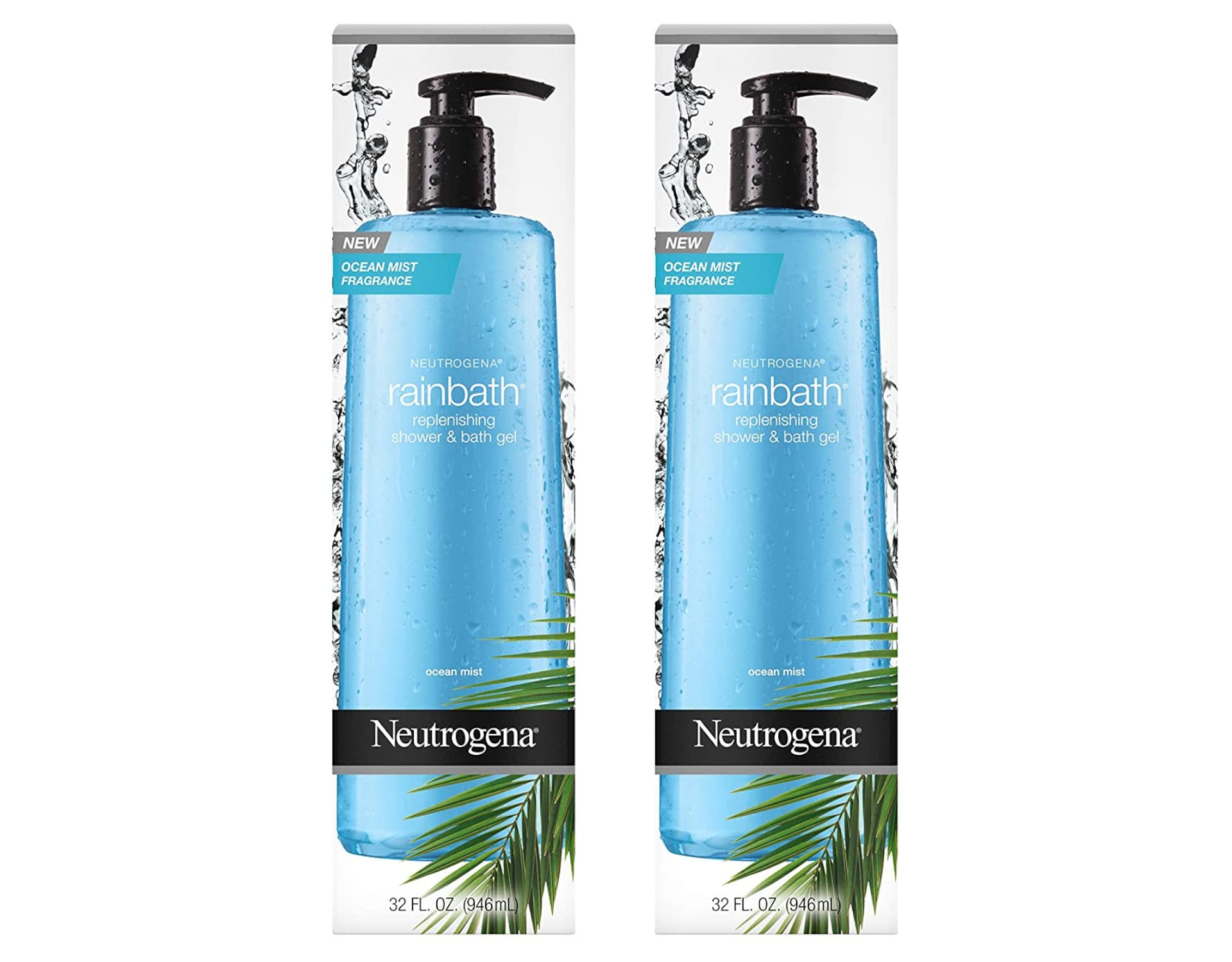 Neutrogena Rainbath bottle closeup highlighting refreshing cleansing for daily showers.