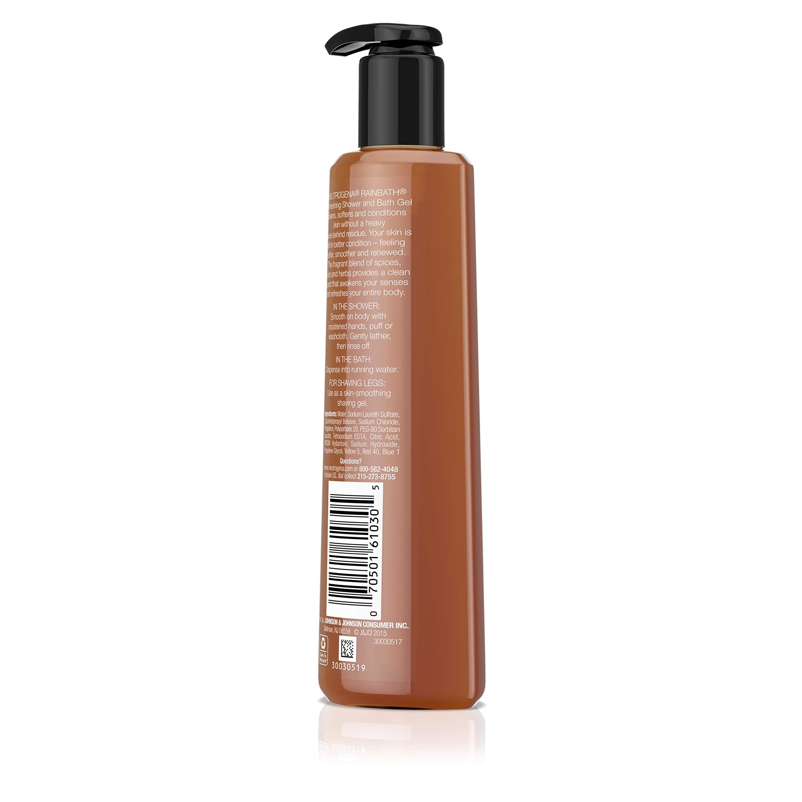 Neutrogena Rainbath Gel 16-ounce bottle on shelf for regular use.